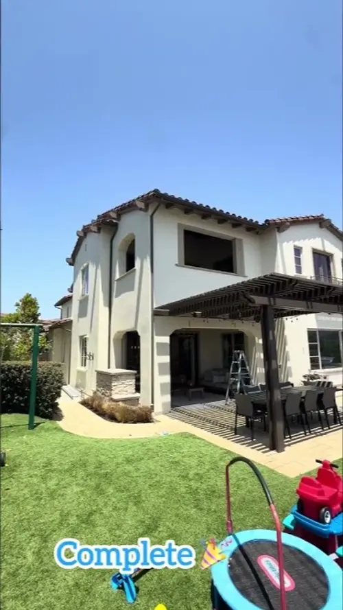 Exterior Painting by Brush & Beyond Paint in San Clemente, CA. Finished Mediterranean exterior, stucco and trim complete.